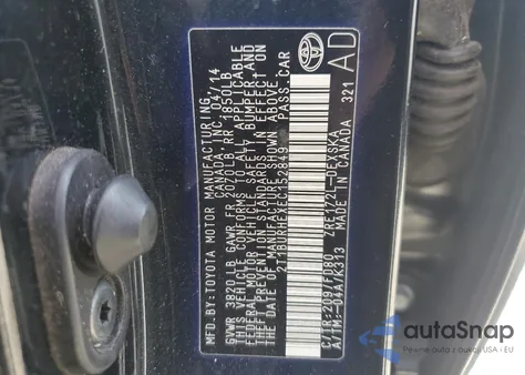 2014 Toyota Corolla L from USA, damaged, VIN 2T1BURHEXEC152849